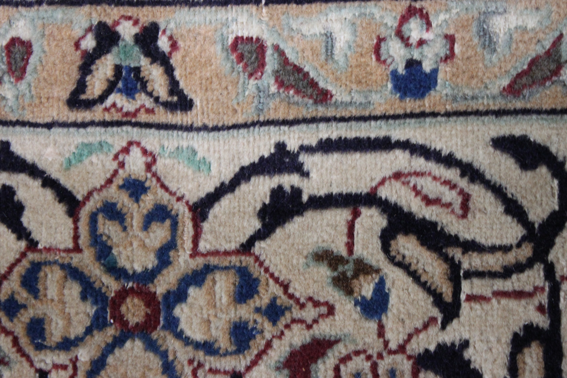 Hand-Knotted Persian Nain Area Rug with Silk Accents