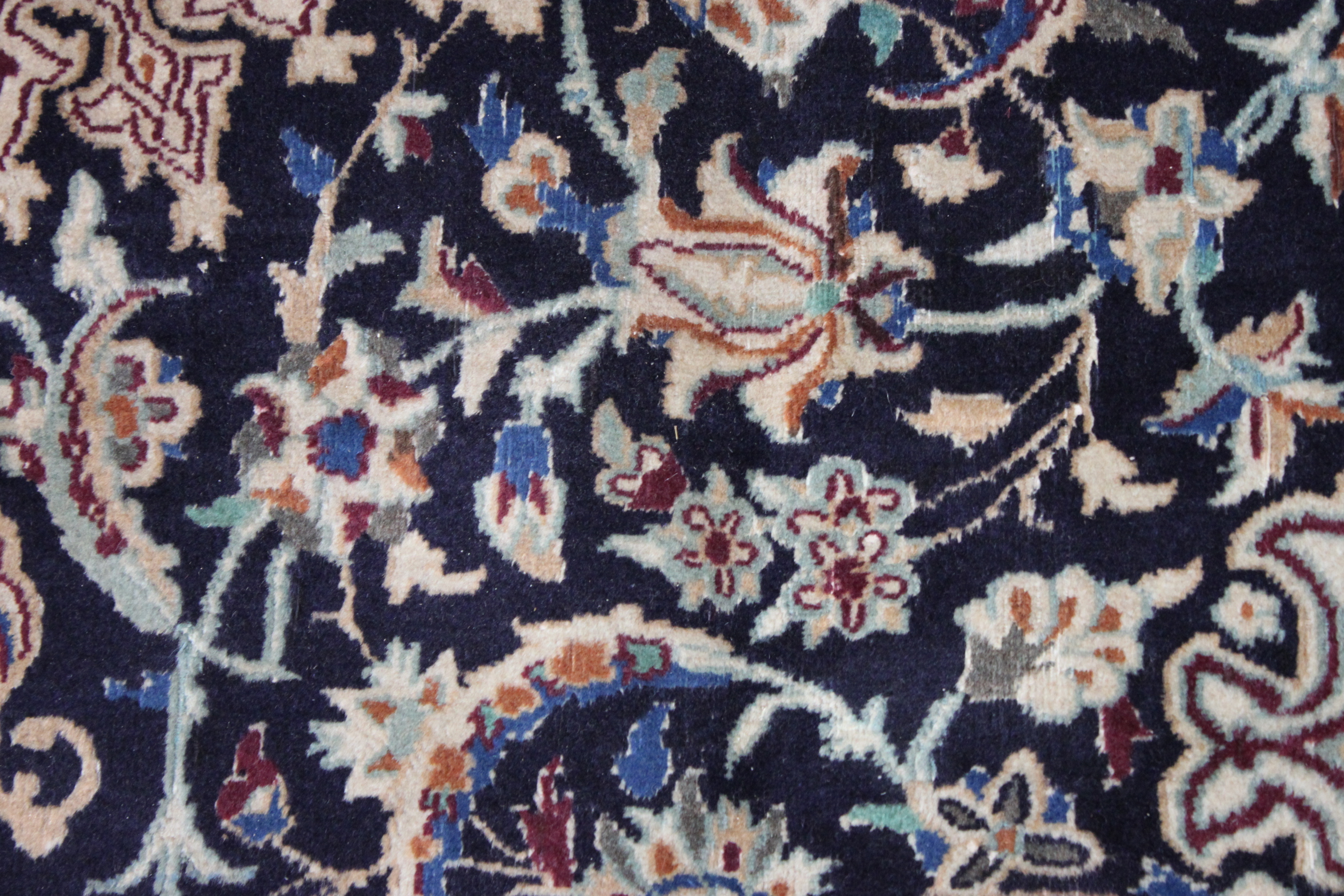 Hand-Knotted Persian Nain Area Rug with Silk Accents