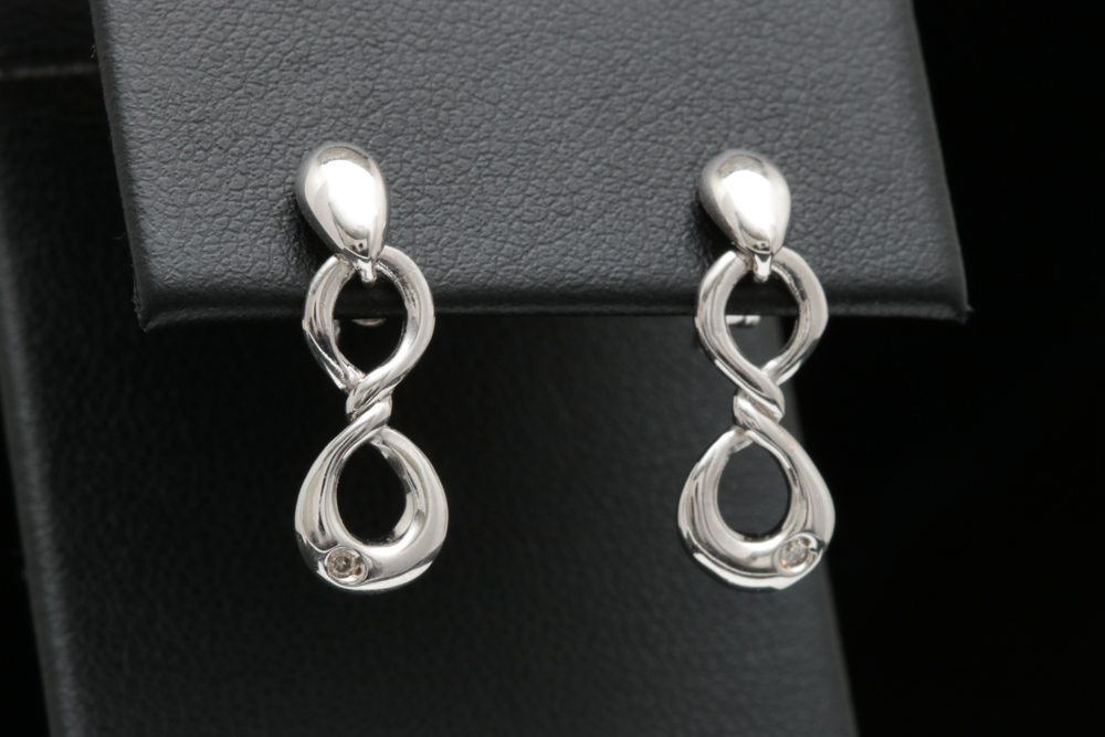 Sterling Silver and Diamond Dangle Earrings