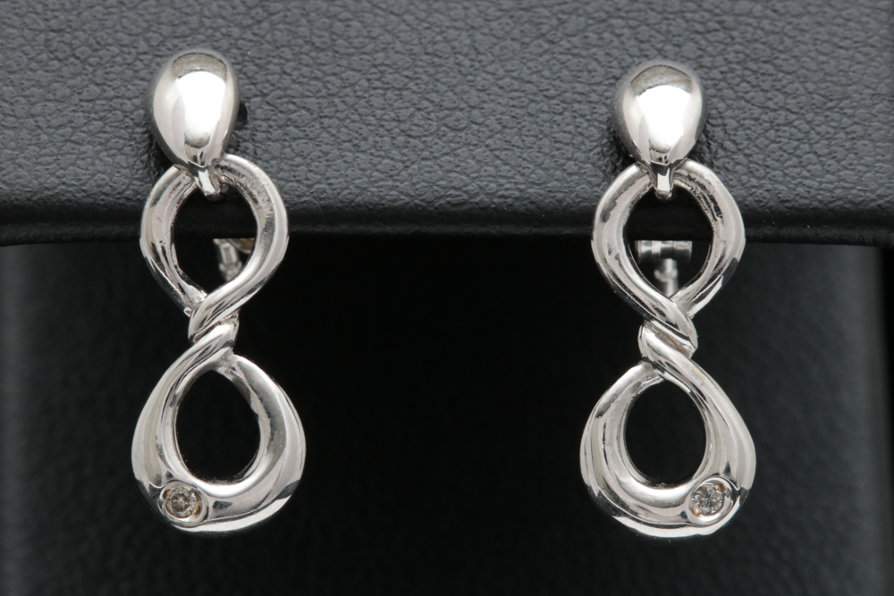 Sterling Silver and Diamond Dangle Earrings
