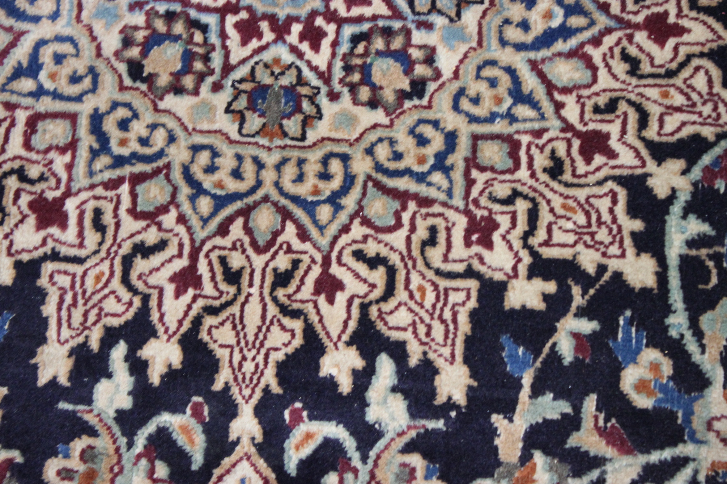Hand-Knotted Persian Nain Area Rug with Silk Accents