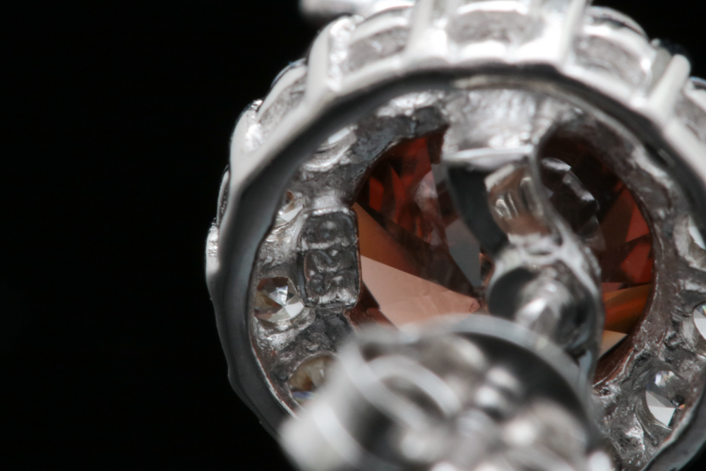 Sterling Silver, Brown and White Cubic Zirconia Earrings