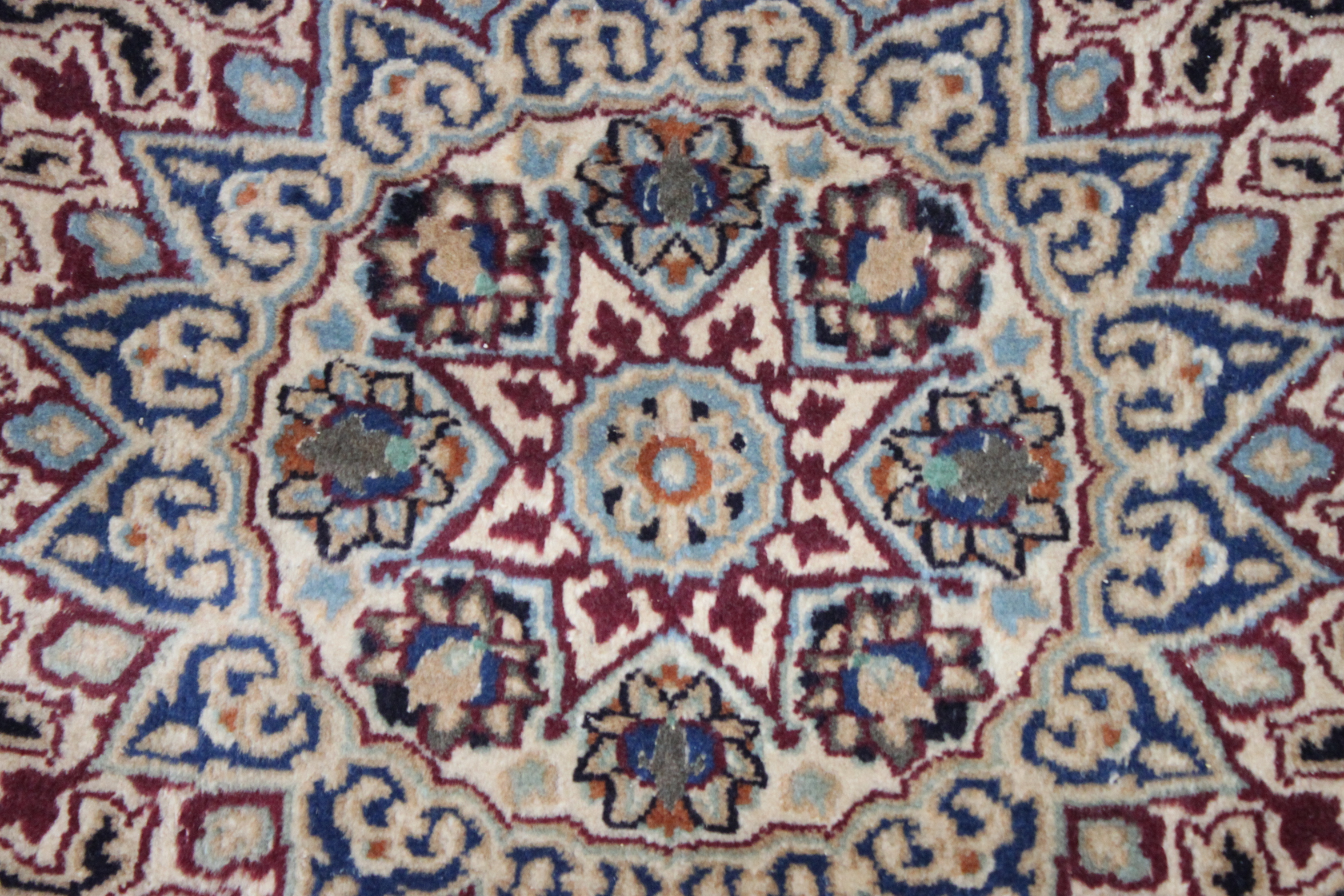 Hand-Knotted Persian Nain Area Rug with Silk Accents