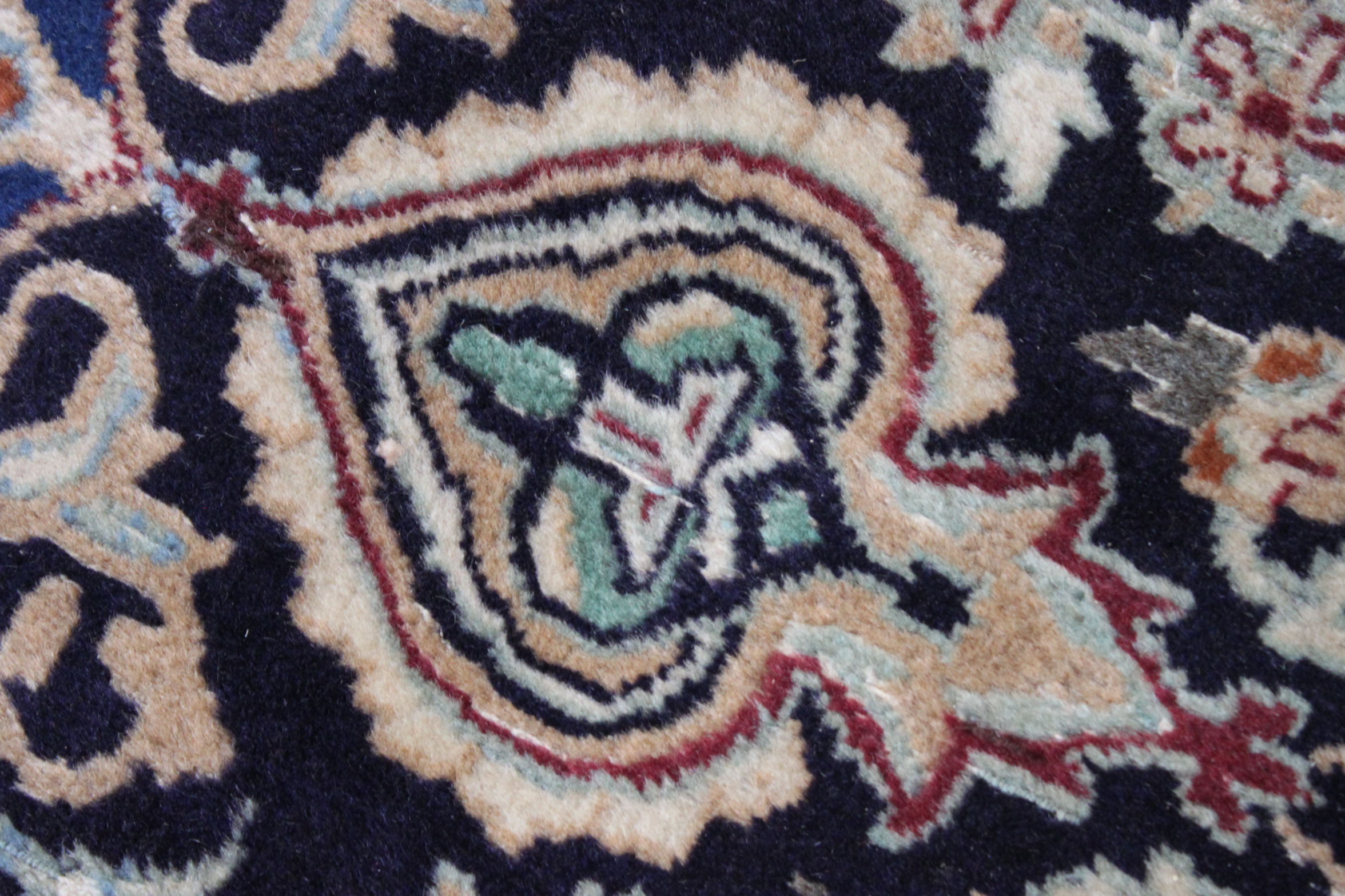 Hand-Knotted Persian Nain Area Rug with Silk Accents