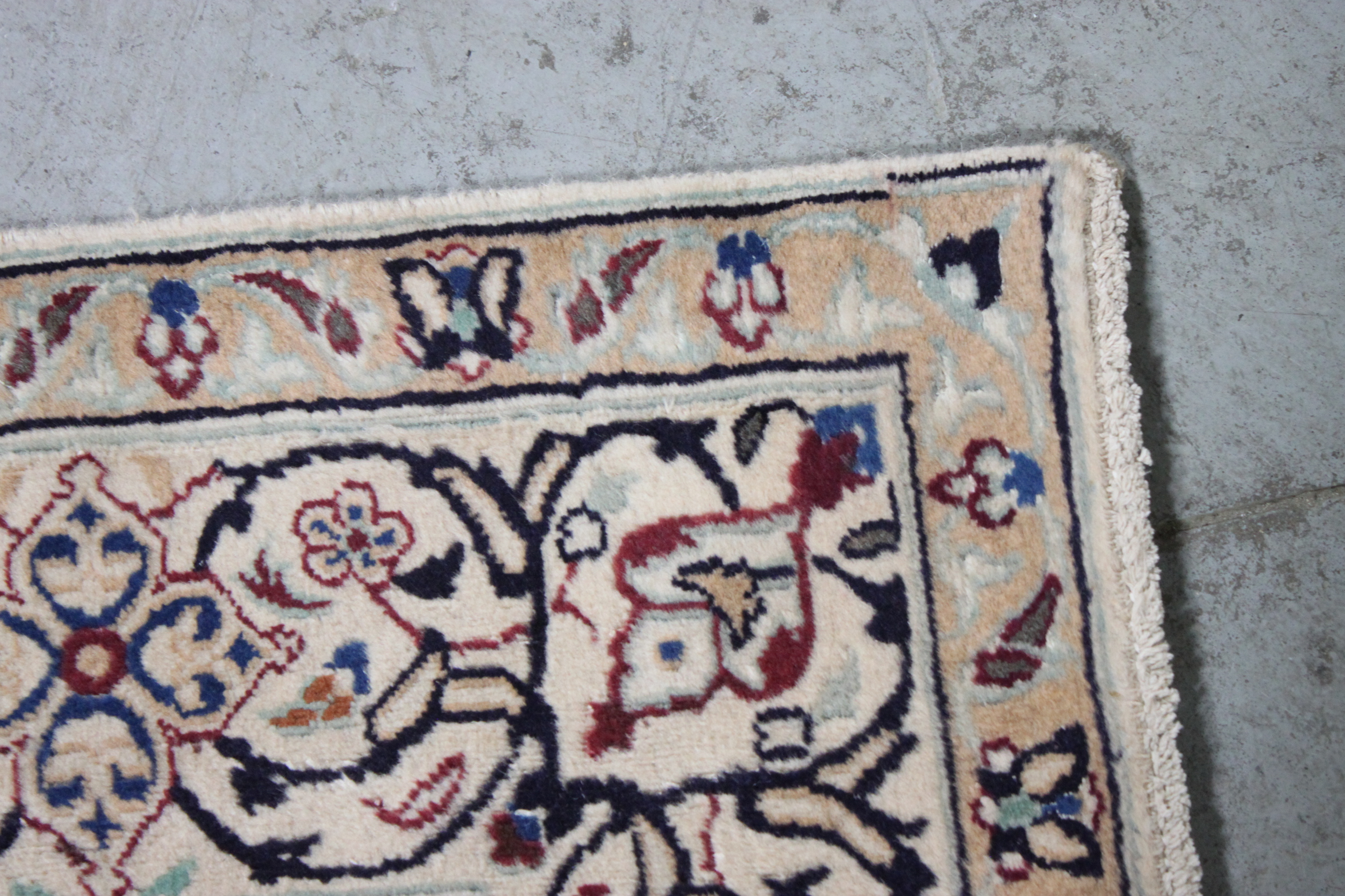 Hand-Knotted Persian Nain Area Rug with Silk Accents