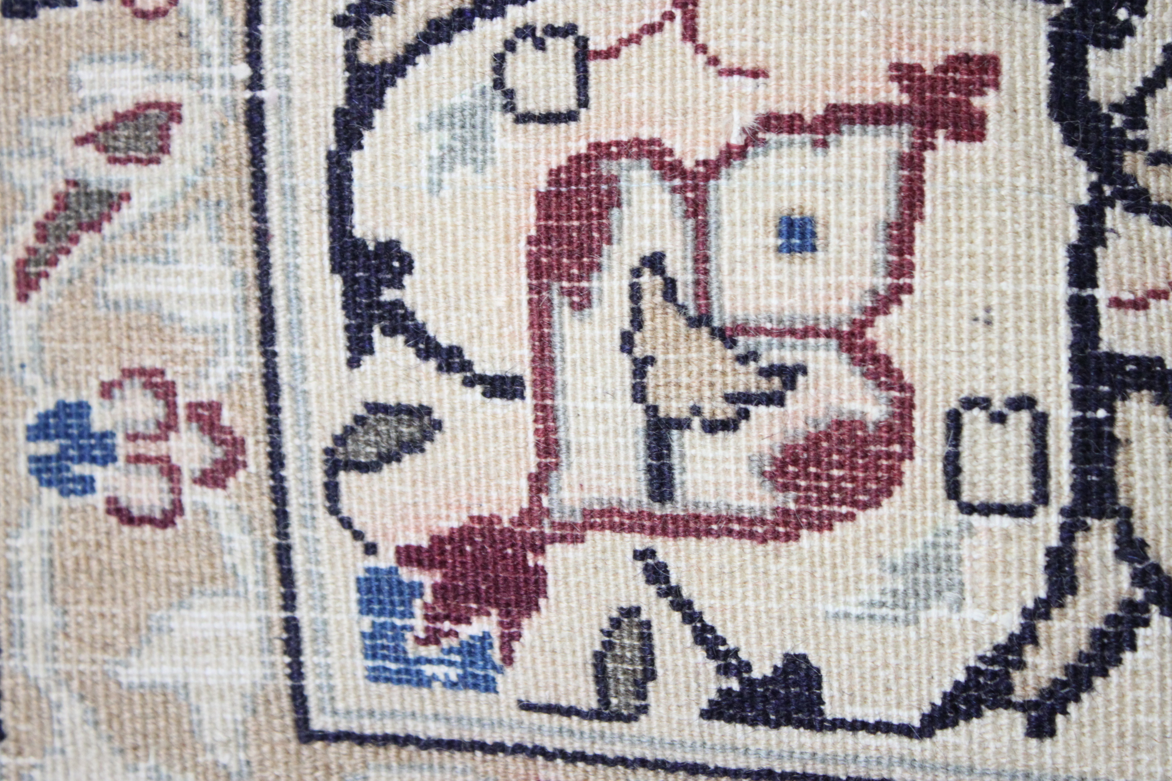 Hand-Knotted Persian Nain Area Rug with Silk Accents