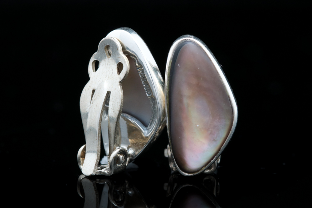 Sterling Silver and Black Mother of Pearl Earrings