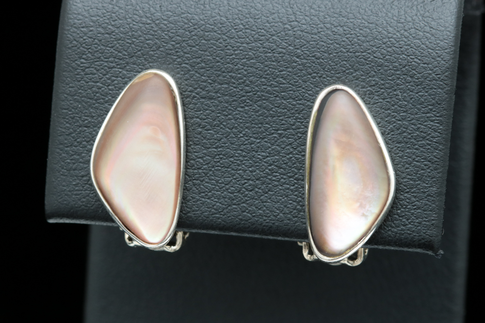 Sterling Silver and Black Mother of Pearl Earrings