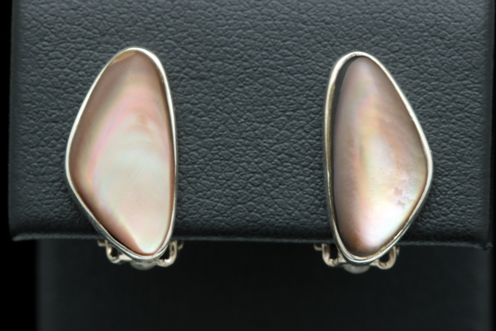 Sterling Silver and Black Mother of Pearl Earrings