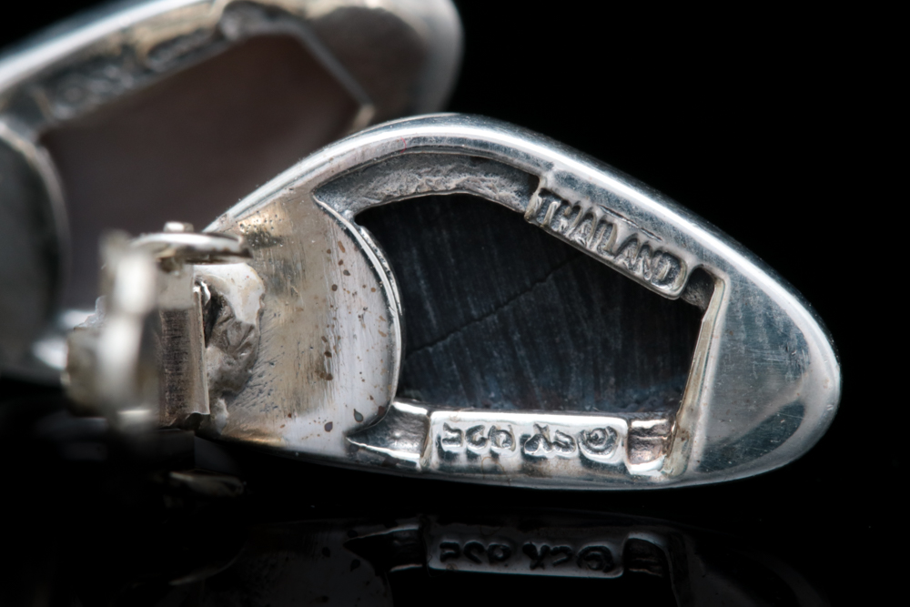 Sterling Silver and Black Mother of Pearl Earrings