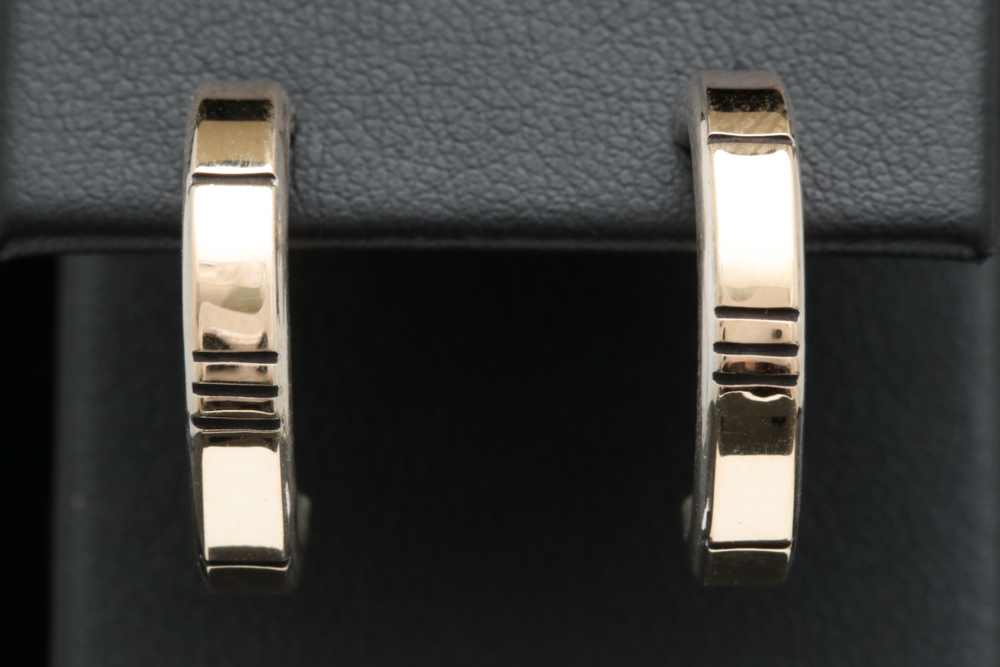 Sterling Silver and 14K Yellow Gold Hoop Earrings