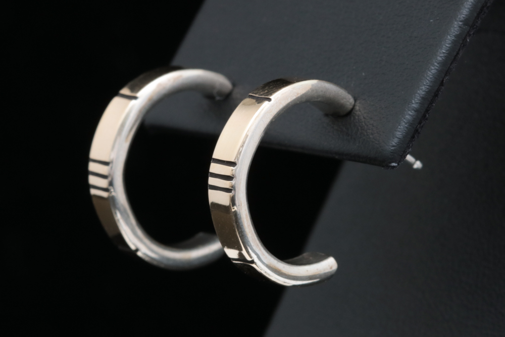 Sterling Silver and 14K Yellow Gold Hoop Earrings