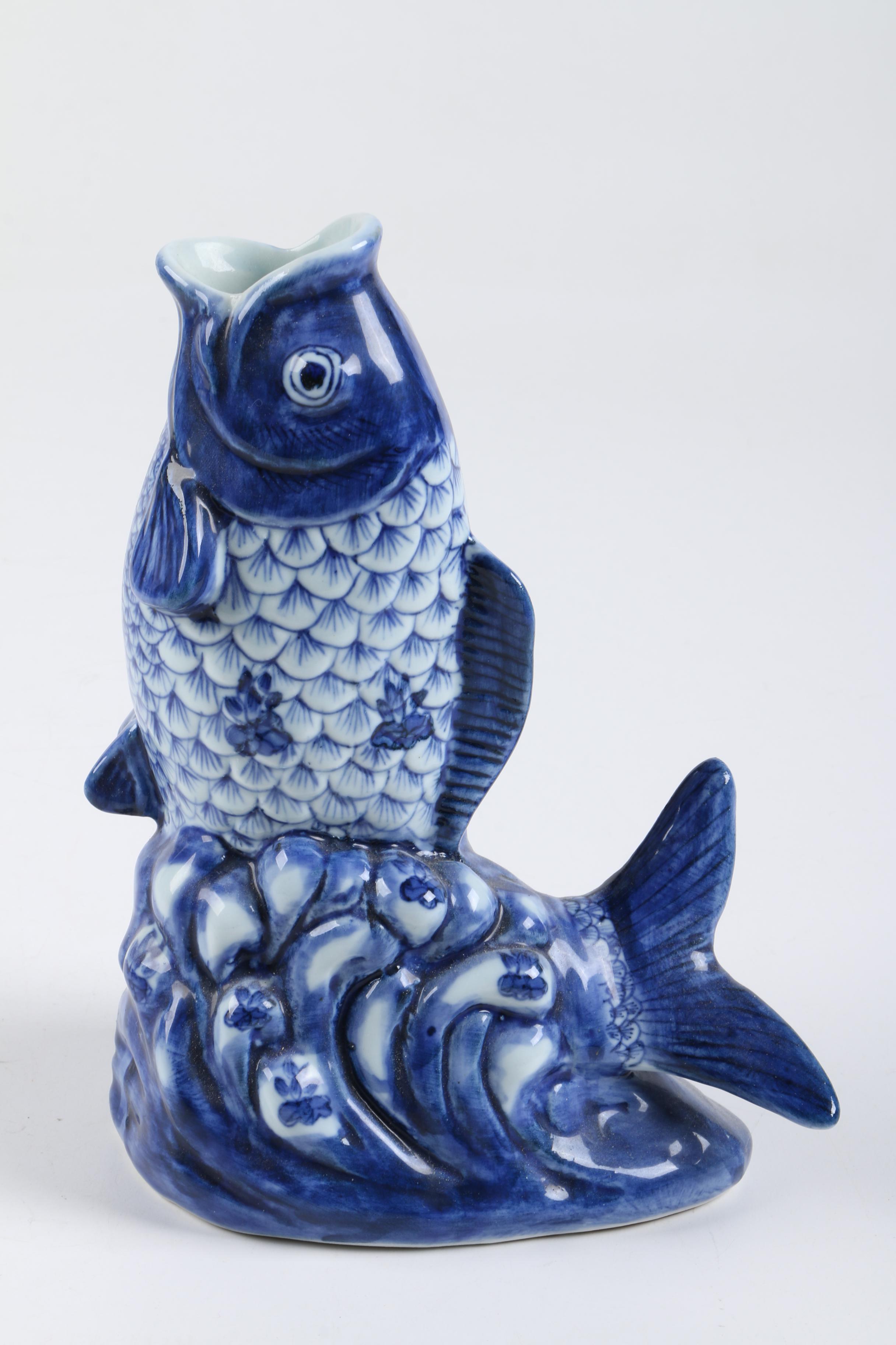 Assorted Blue and White Serveware and Vases