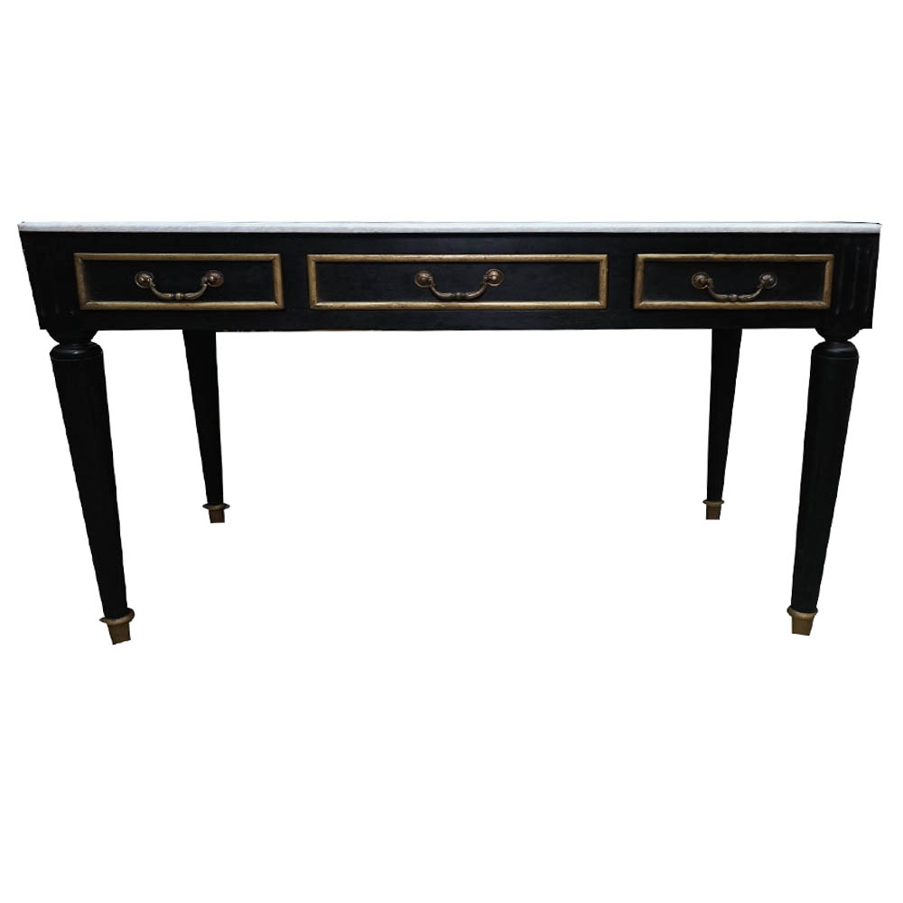 Black and Gold Stone Top Console Table