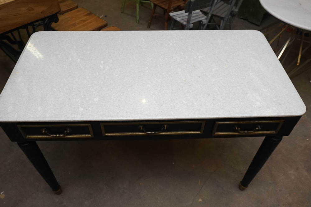 Black and Gold Stone Top Console Table