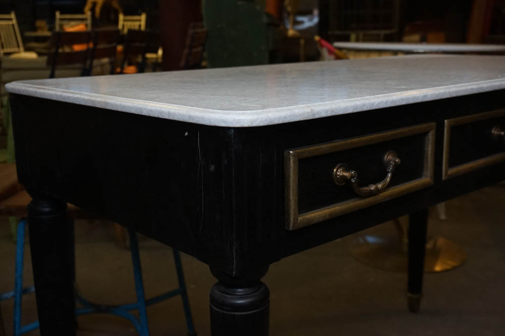 Black and Gold Stone Top Console Table