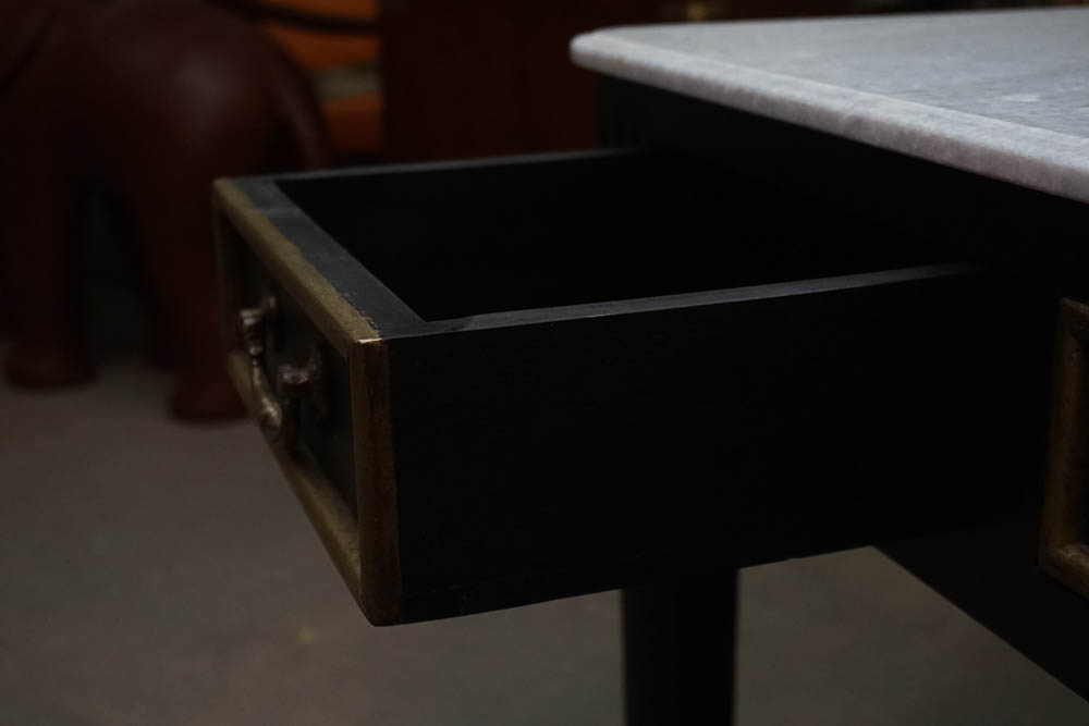 Black and Gold Stone Top Console Table