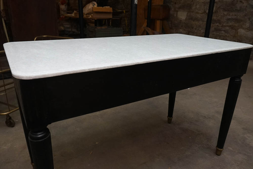 Black and Gold Stone Top Console Table