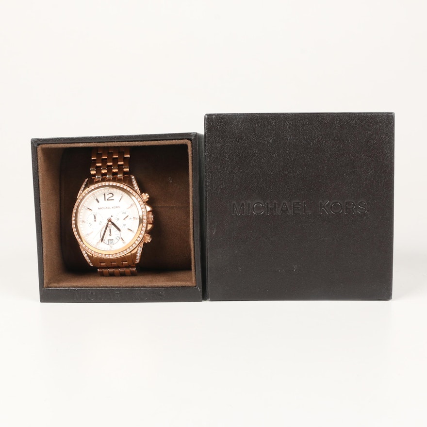 Michael Kors Rose Gold Tone Stainless Steel Wristwatch