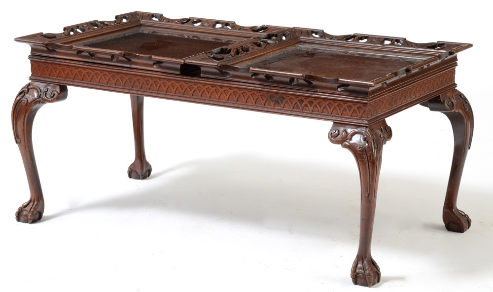 Chippendale Style Double Tray Top Coffee Table