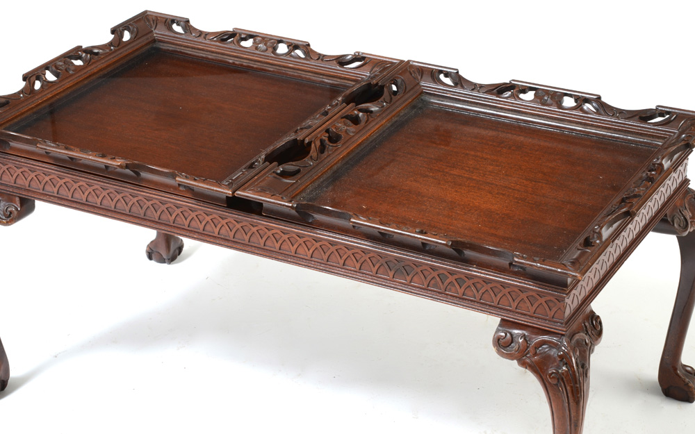 Chippendale Style Double Tray Top Coffee Table