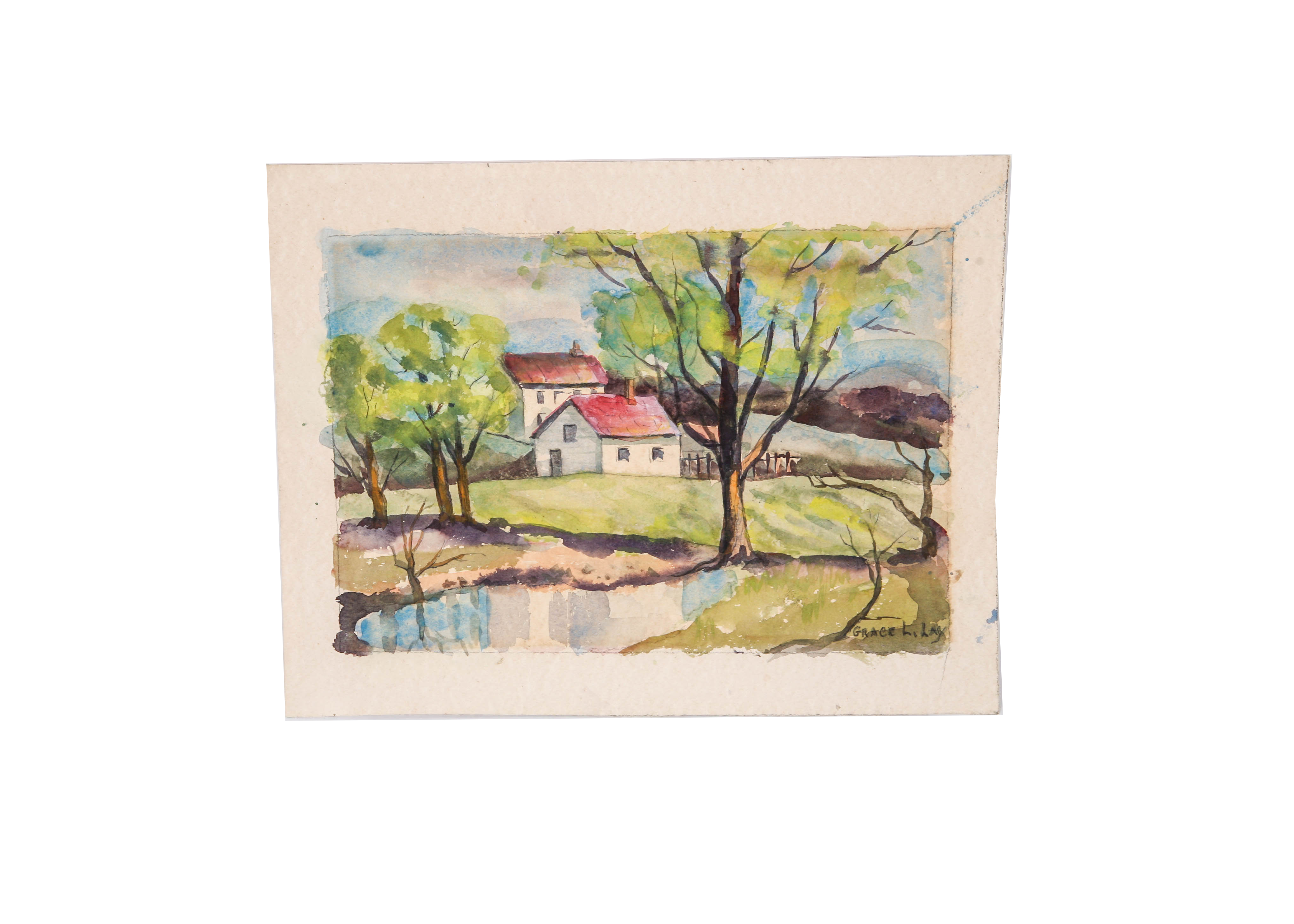 Grace L. Lay Watercolor on Paperboard of Landscape