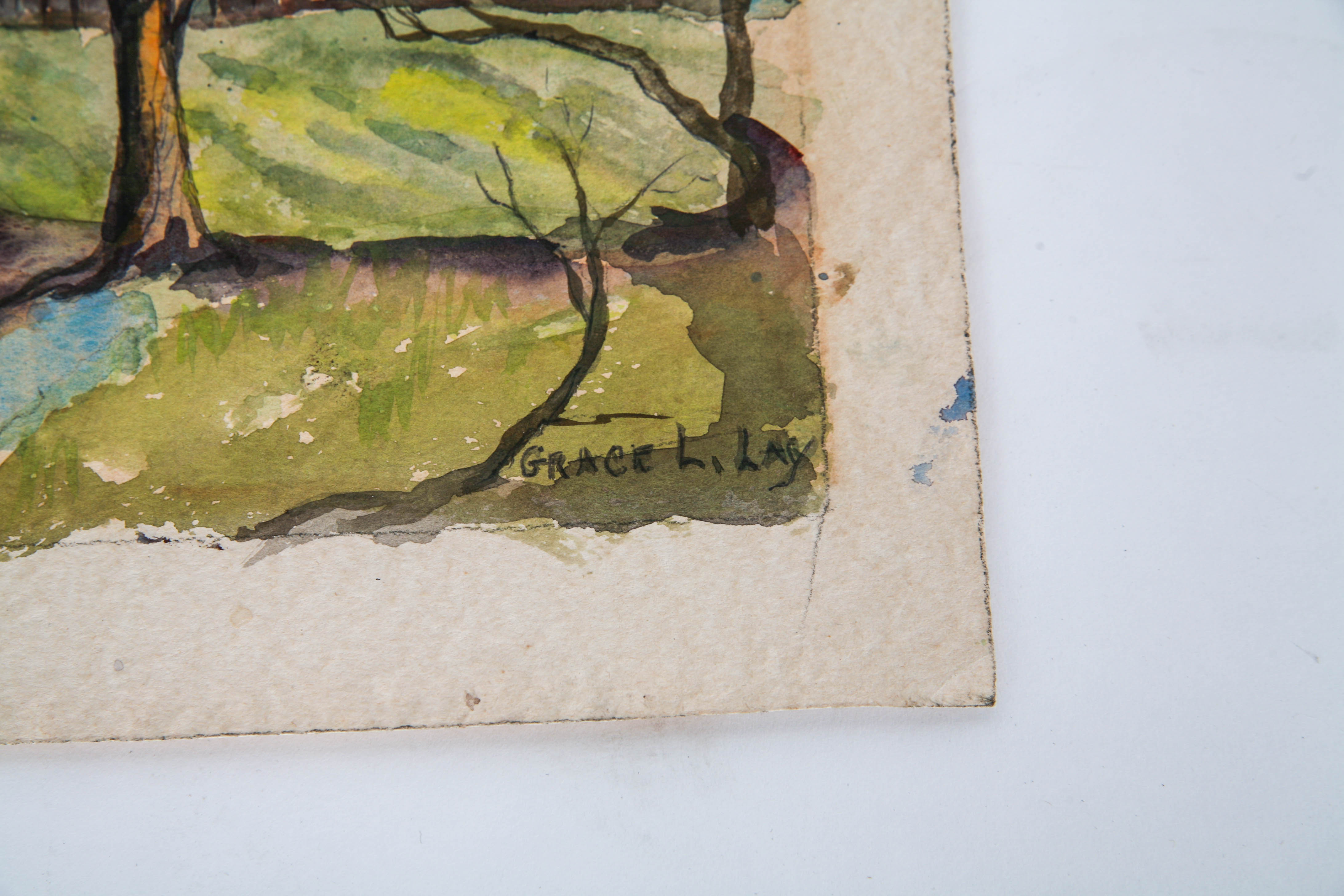 Grace L. Lay Watercolor on Paperboard of Landscape