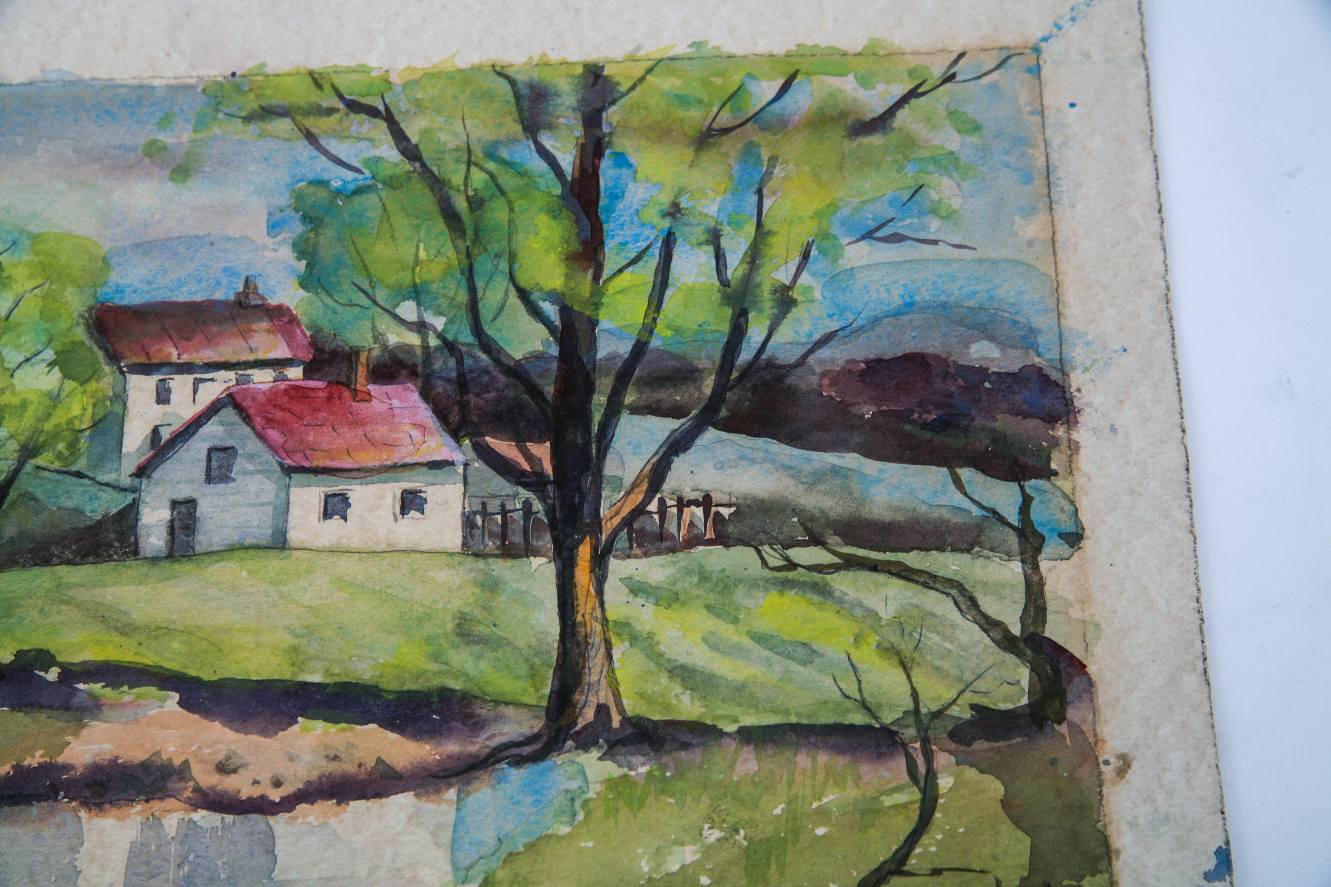 Grace L. Lay Watercolor on Paperboard of Landscape