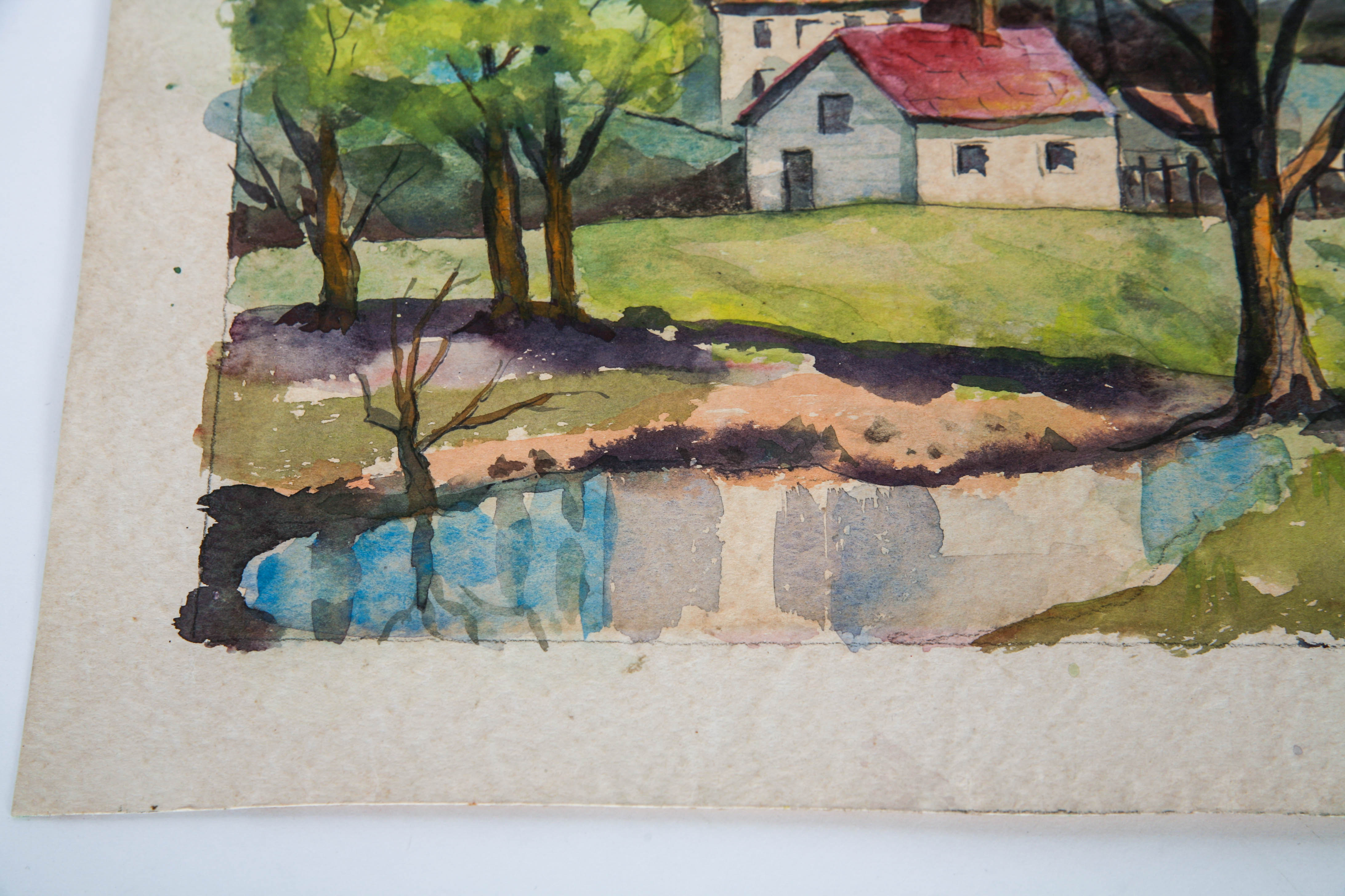 Grace L. Lay Watercolor on Paperboard of Landscape