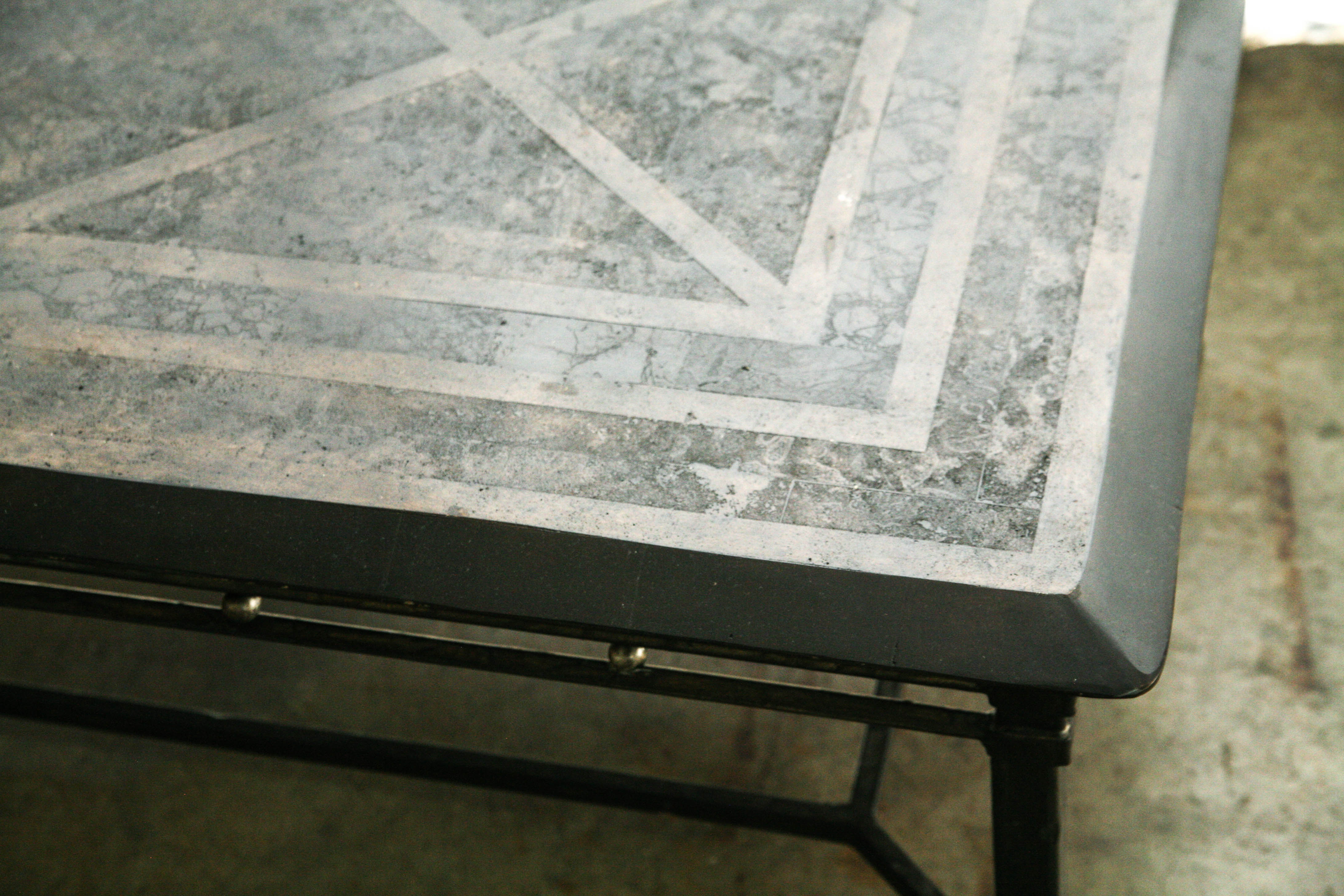 Faux Stone Top Metal Coffee Table