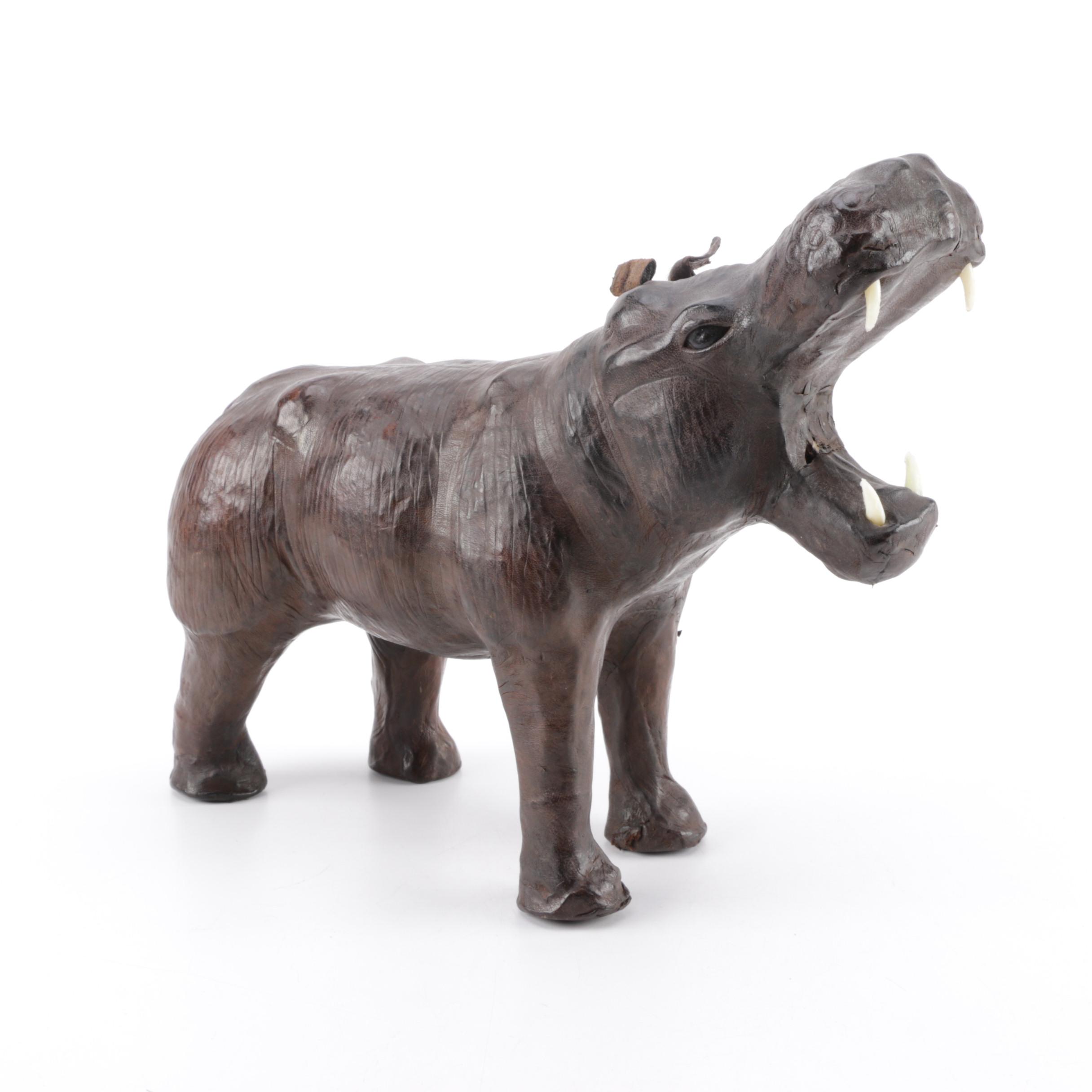 Leather Wrapped Hippo figurine