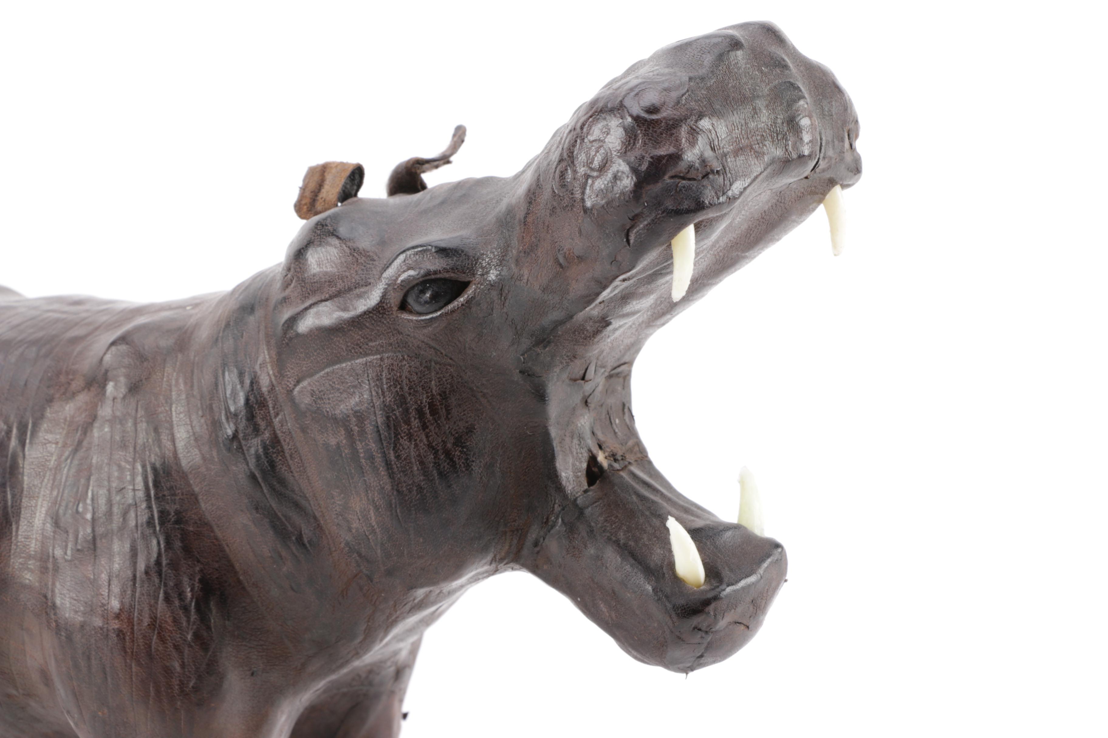 Leather Wrapped Hippo figurine