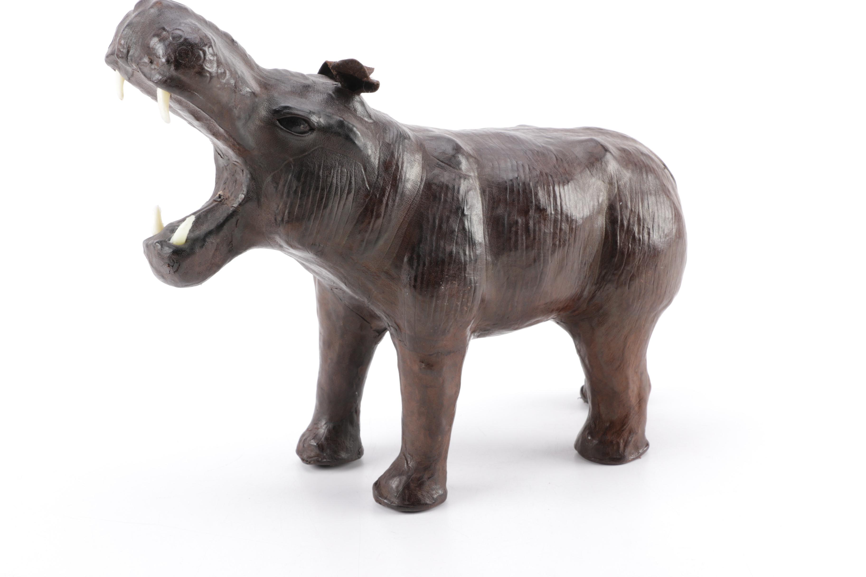 Leather Wrapped Hippo figurine