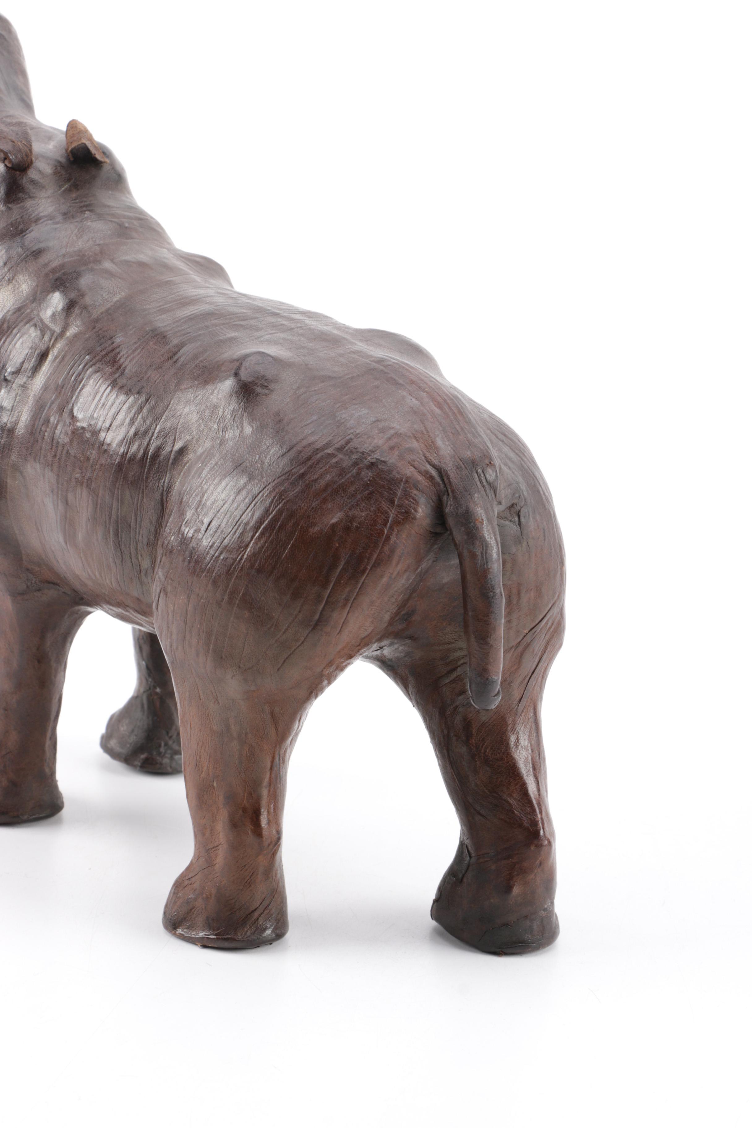 Leather Wrapped Hippo figurine