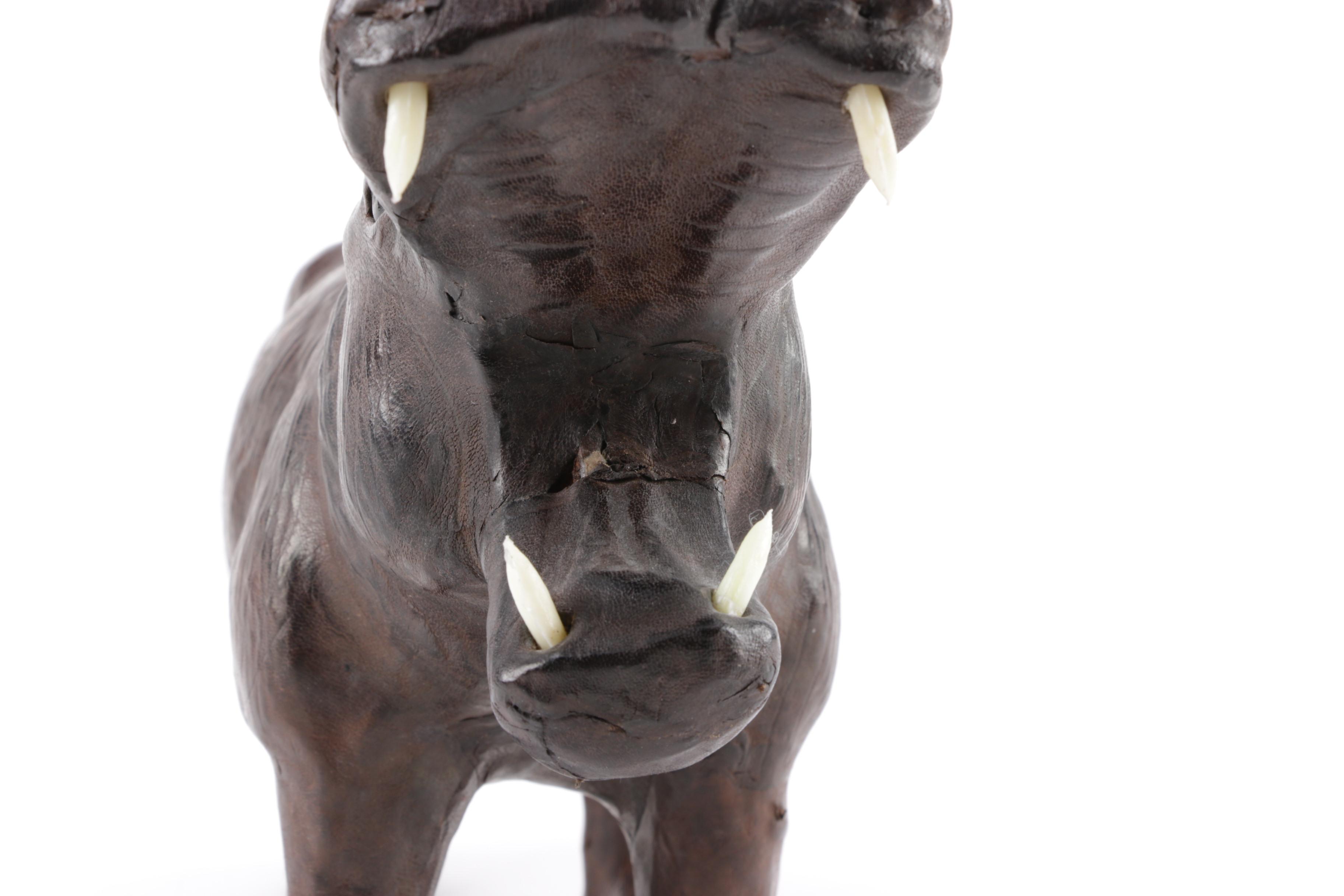 Leather Wrapped Hippo figurine