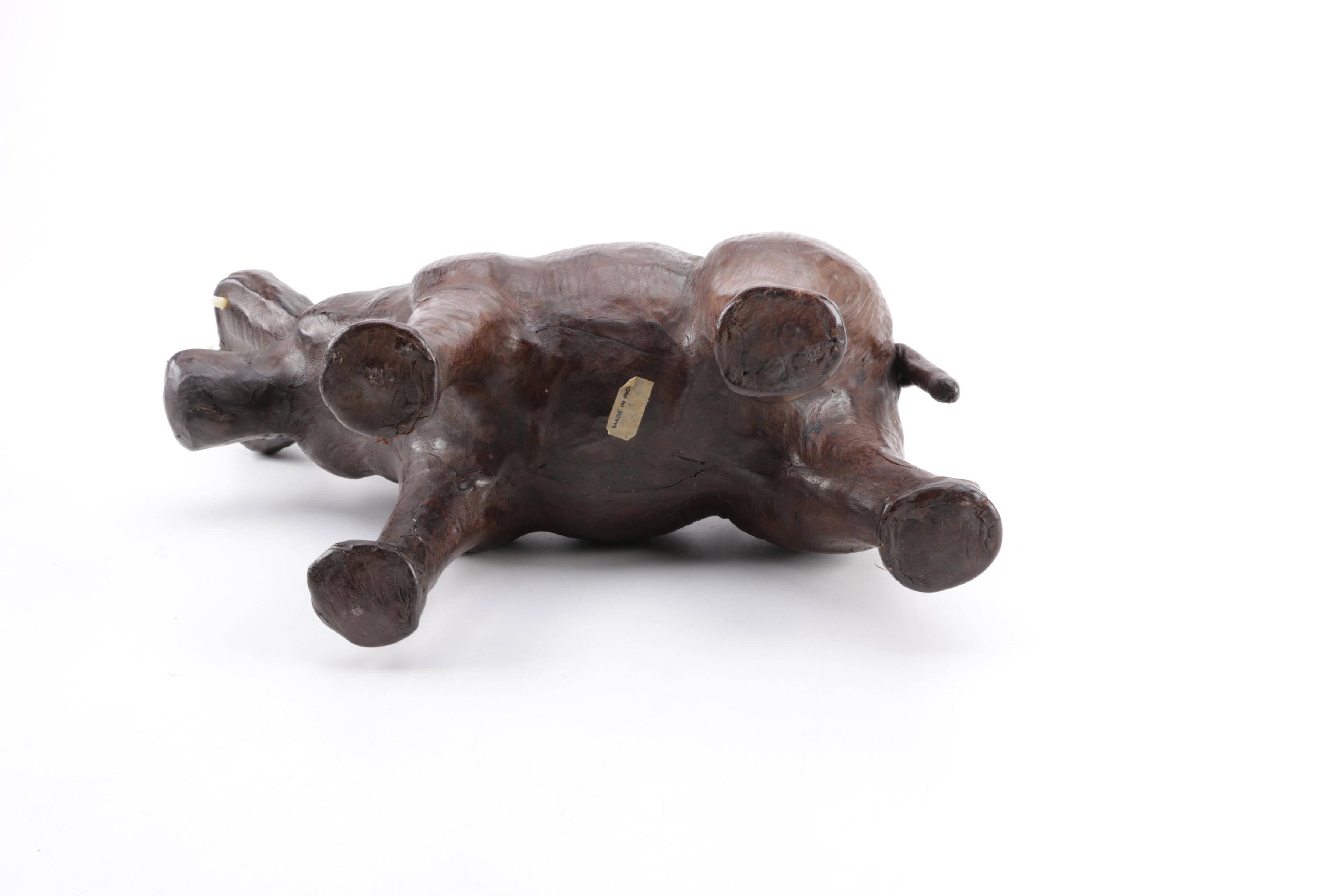 Leather Wrapped Hippo figurine