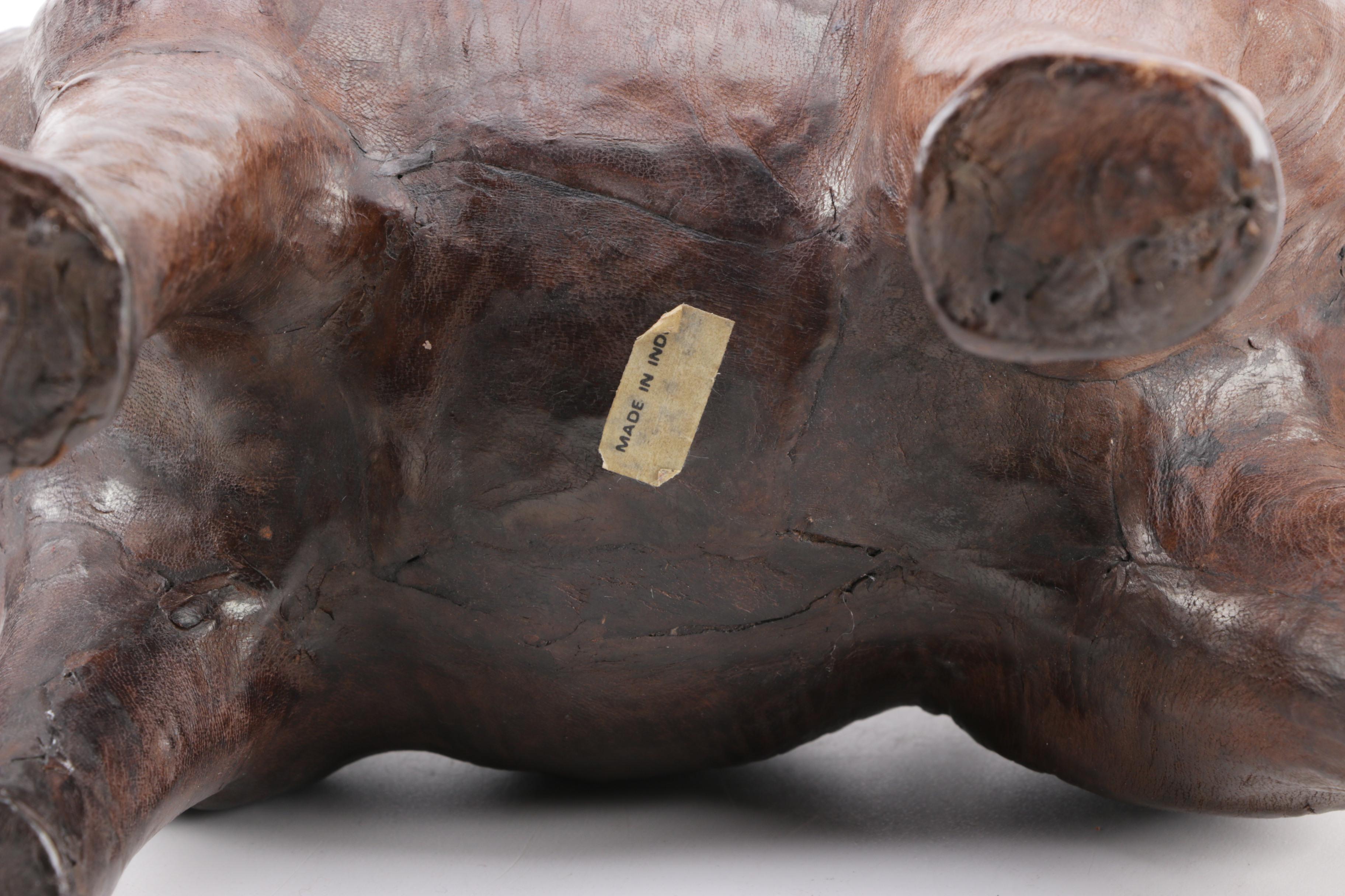 Leather Wrapped Hippo figurine