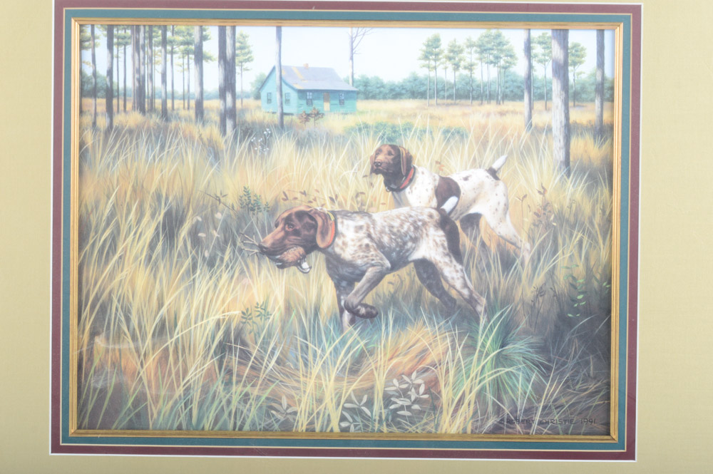 Offset Lithograph Print after Robert Christie "German Shorthair Flag"