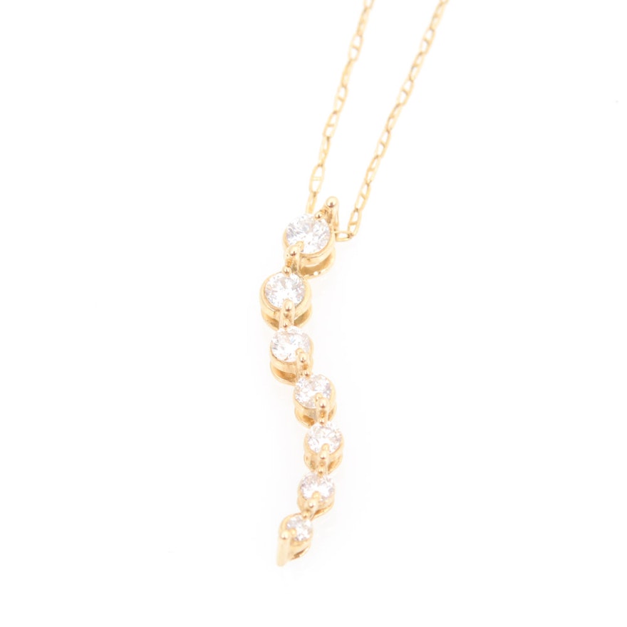 14K Yellow Gold Diamond Necklace