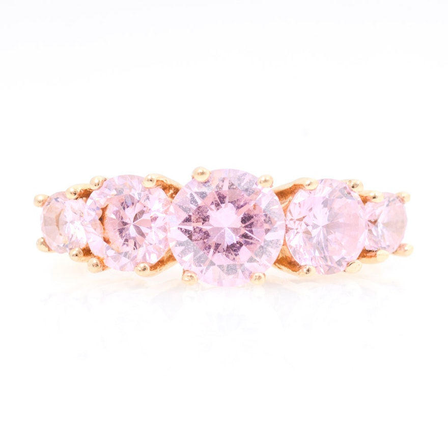 14K Yellow Gold Imitation Pink Sapphire Ring