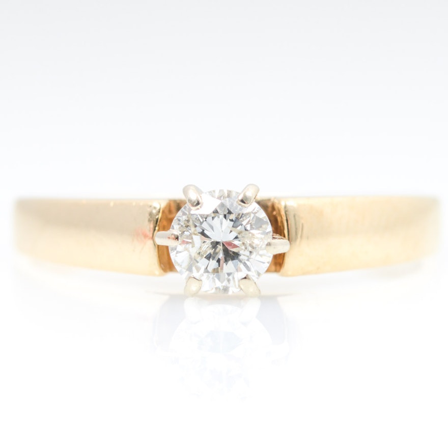 14K Yellow Gold Diamond Solitaire Ring