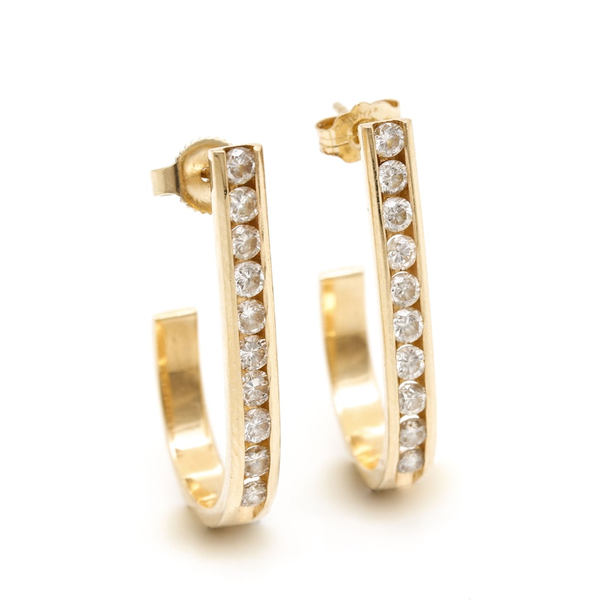 14K Yellow Gold Diamond Earrings