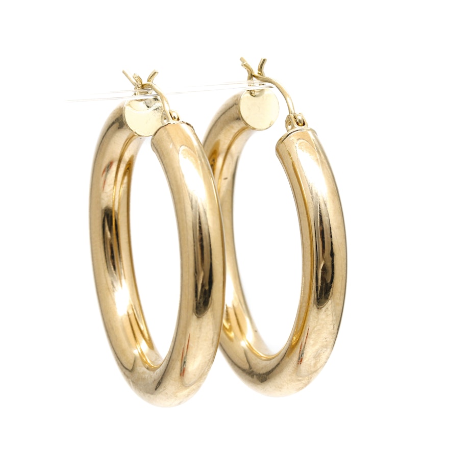 14K Yellow Gold Hoop Earrings