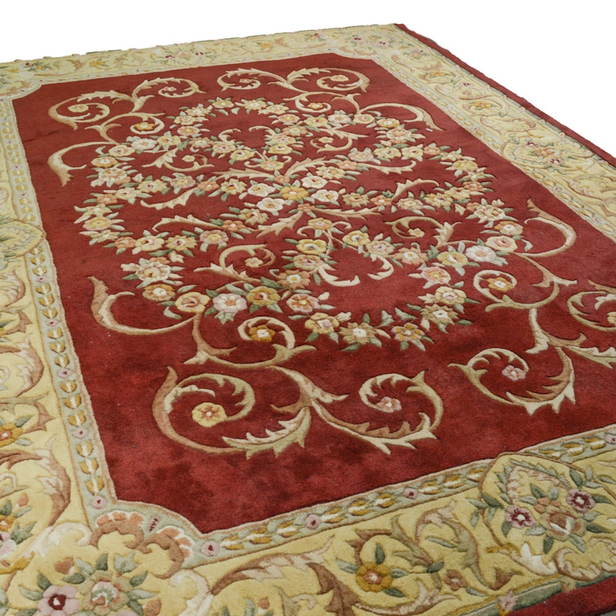 Tufted Carved Indian Wool Area Rug