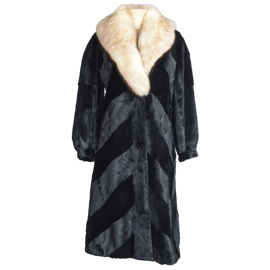 Sheared Beaver and Blue Fox Fur Coat