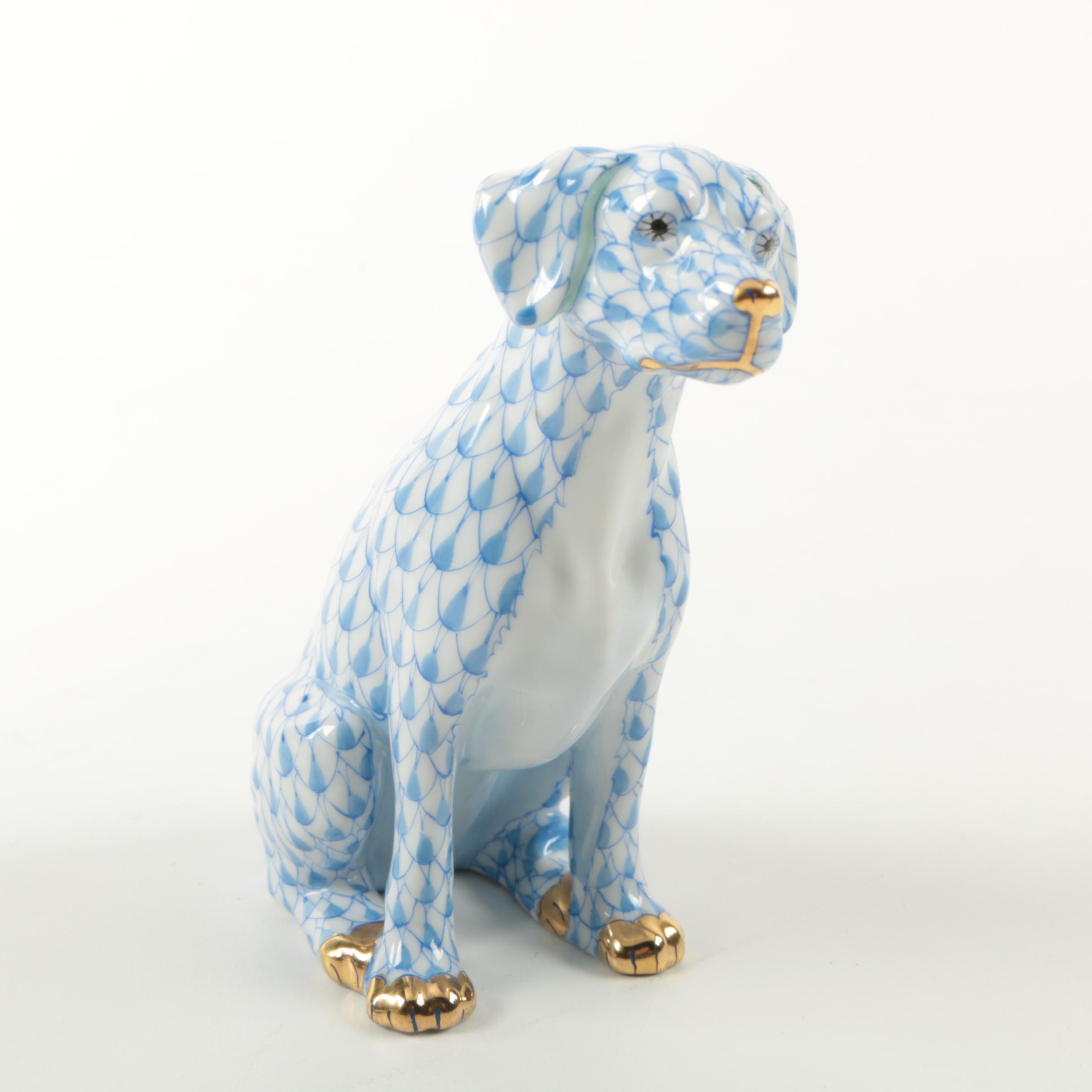 First Edition Herend Hungary Hand Painted  Dog Figurine