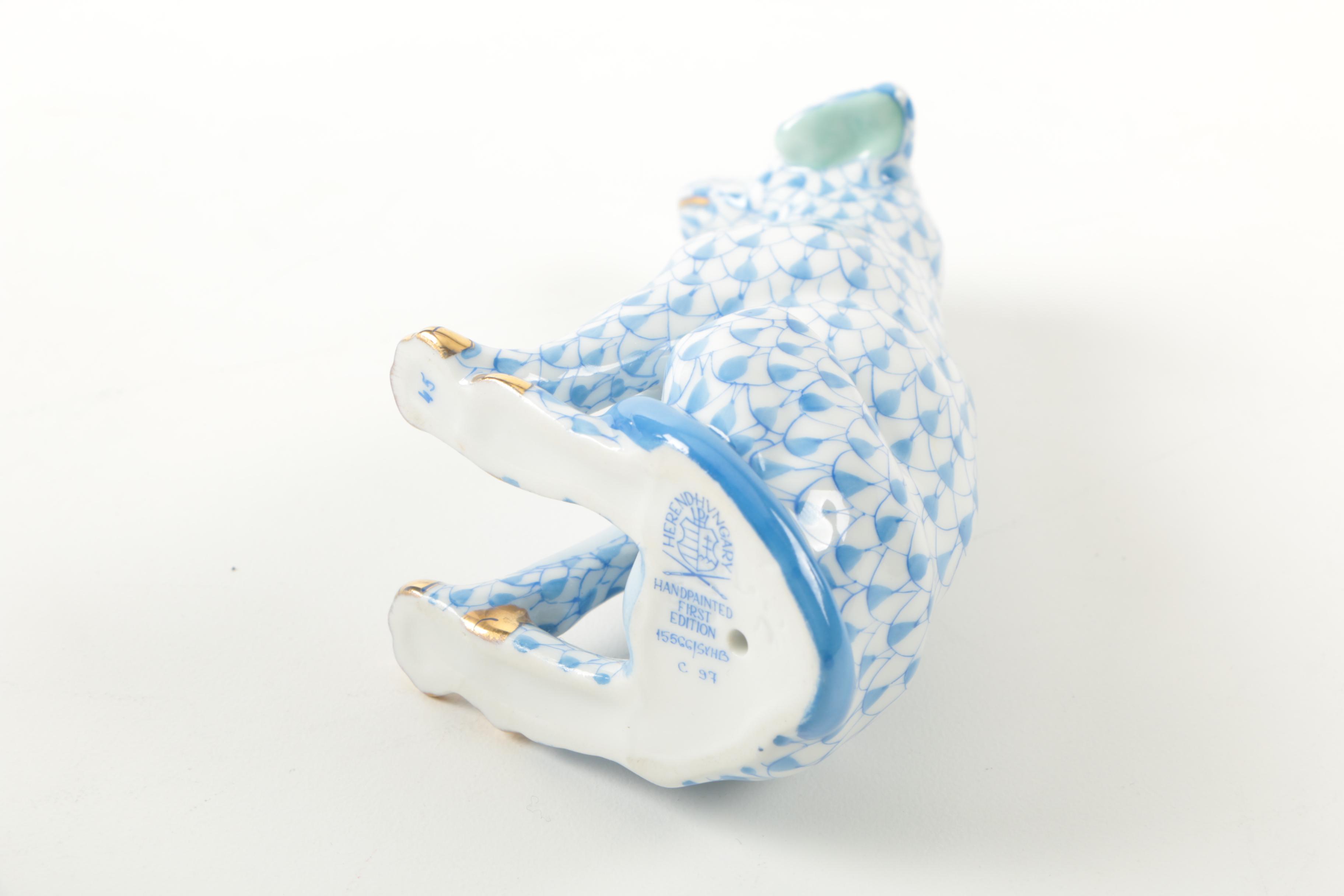 First Edition Herend Hungary Hand Painted  Dog Figurine