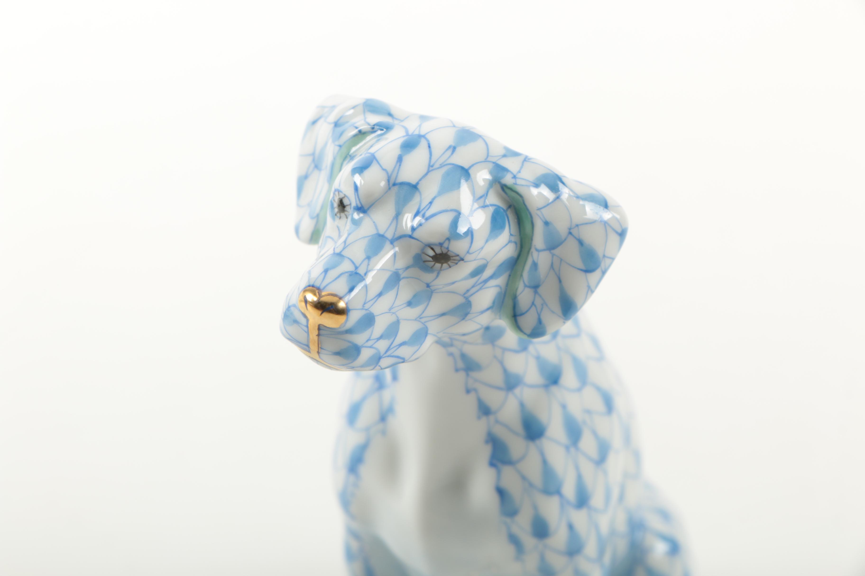 First Edition Herend Hungary Hand Painted  Dog Figurine