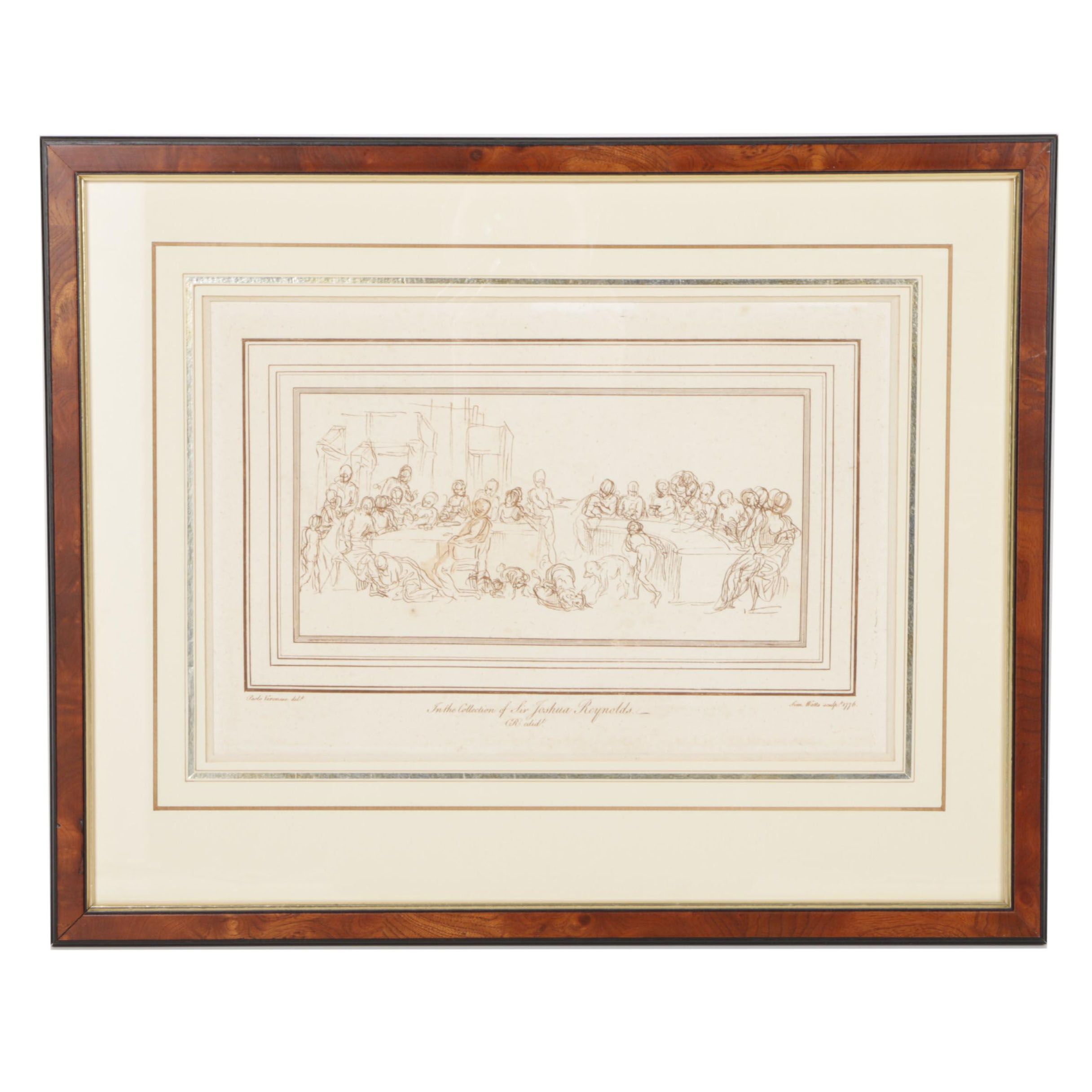 Sim. Watts Etching on Paper After Drawing by Paolo Veronese