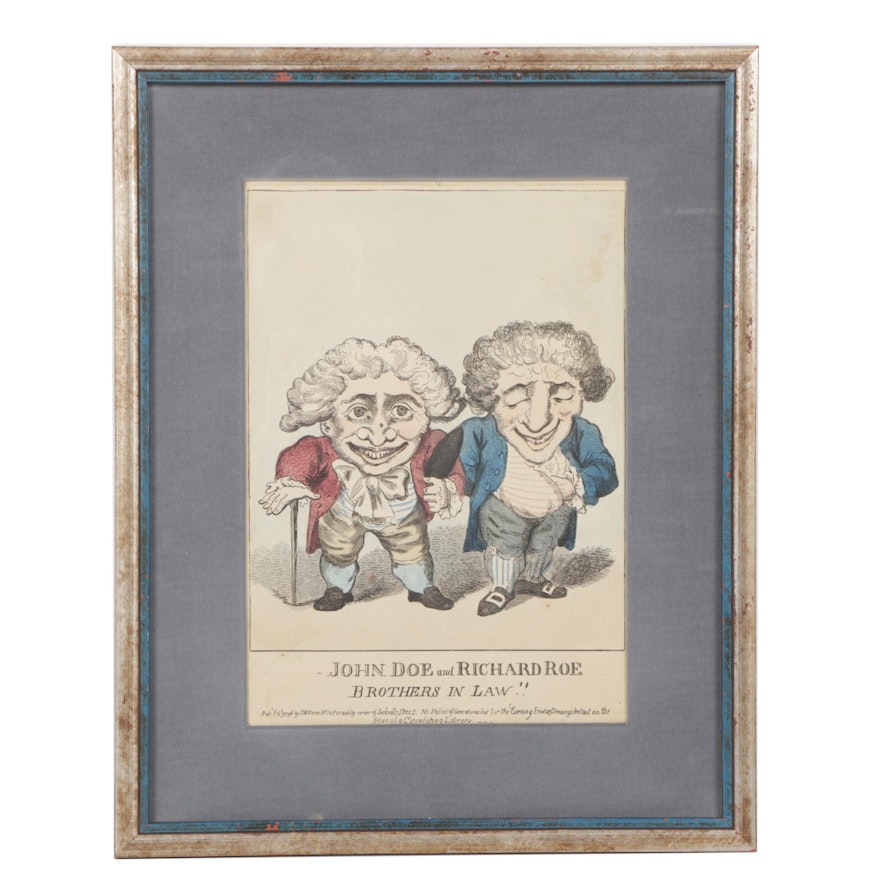 Hand-Colored Etching "John Doe and Richard Roe, Brothers in Law"